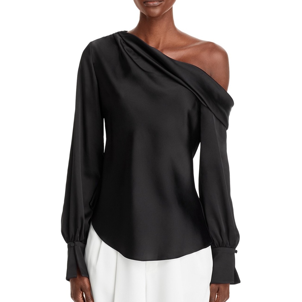 Jonathan Simkhai l Draped One Shoulder Top Black XS - Picture 4 of 9